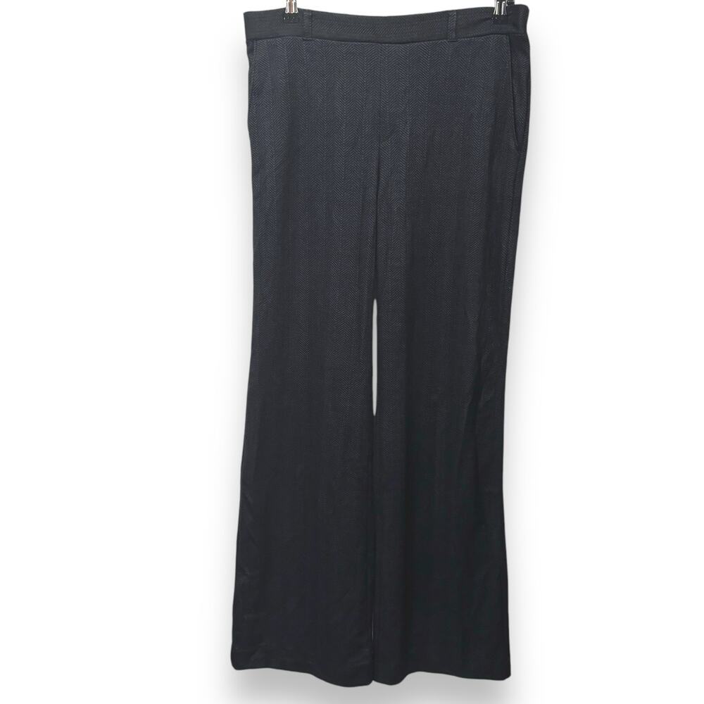 NWT Banana Republic Wide Leg Pull On Trousers Size 8 Herringbone Black/Charcoal